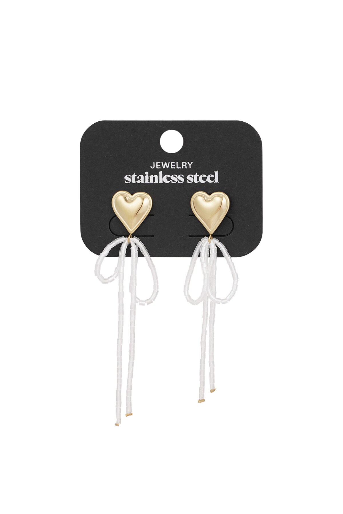 Earrings bow to my heart - white gold h5 Picture3